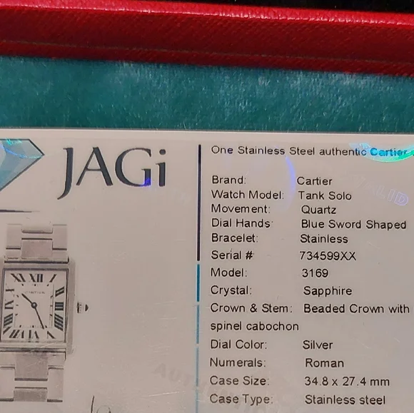 Cartier Tank Solo Large Stainless Steel Watch - Picture 9 of 10